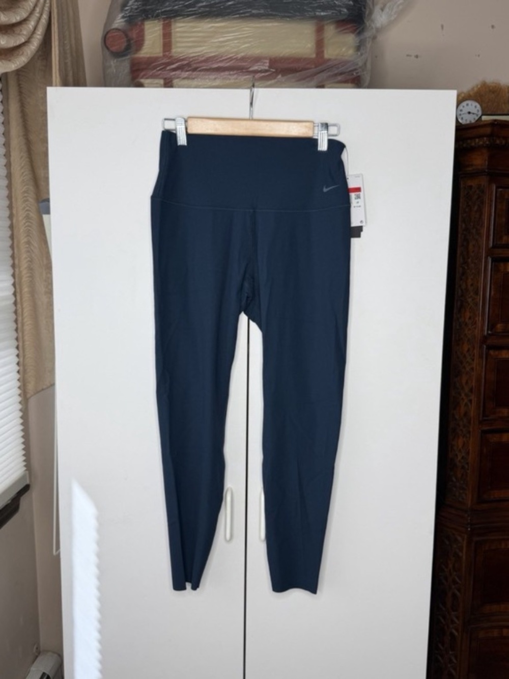 Nike Zenvy Rib High Waisted 7/8 Leggings Pants Navy HF1443-478 Womens Large NEW